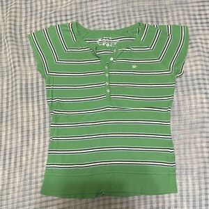 Vibrant Green Striped Kids Tee